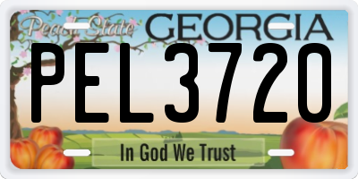 GA license plate PEL3720