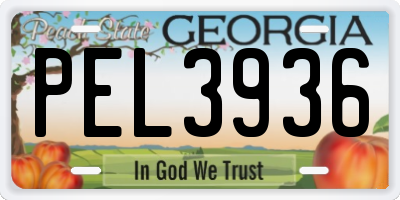 GA license plate PEL3936