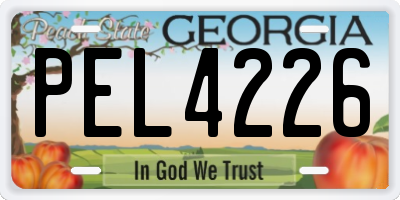 GA license plate PEL4226