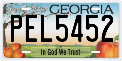 GA license plate PEL5452