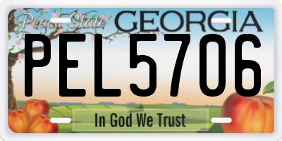 GA license plate PEL5706