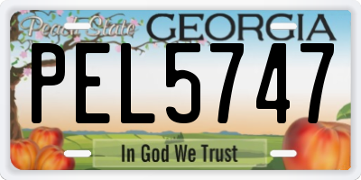 GA license plate PEL5747