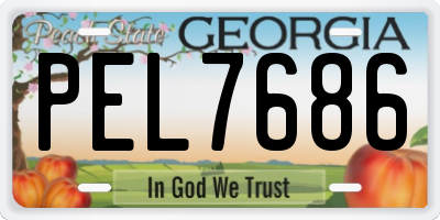 GA license plate PEL7686