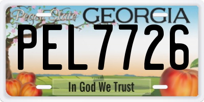 GA license plate PEL7726