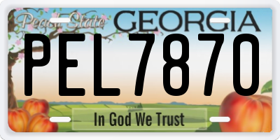 GA license plate PEL7870