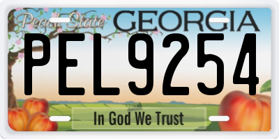 GA license plate PEL9254