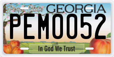 GA license plate PEM0052
