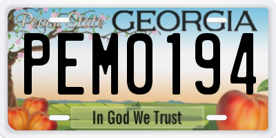 GA license plate PEM0194