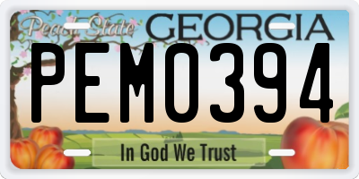 GA license plate PEM0394