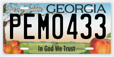 GA license plate PEM0433