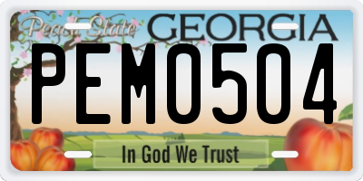 GA license plate PEM0504