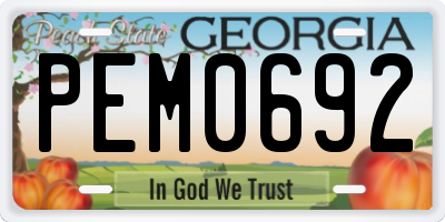 GA license plate PEM0692