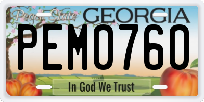 GA license plate PEM0760