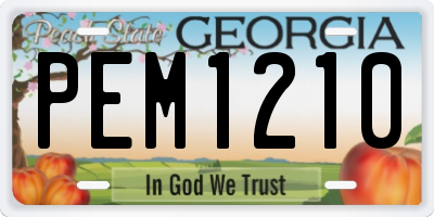 GA license plate PEM1210
