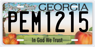 GA license plate PEM1215
