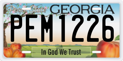 GA license plate PEM1226