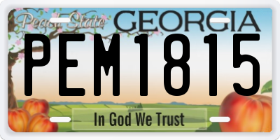 GA license plate PEM1815