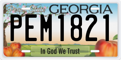 GA license plate PEM1821
