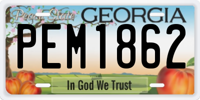GA license plate PEM1862