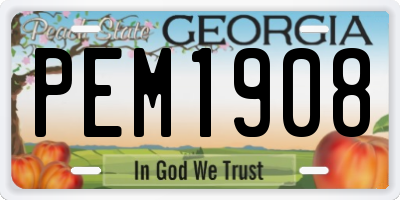 GA license plate PEM1908