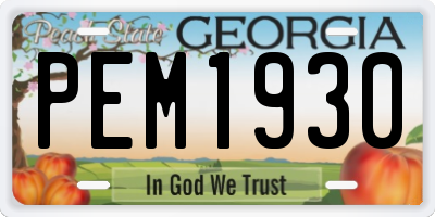 GA license plate PEM1930
