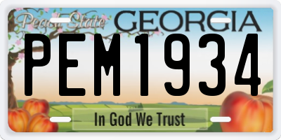 GA license plate PEM1934