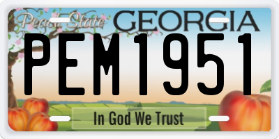 GA license plate PEM1951