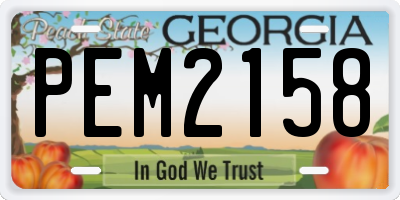 GA license plate PEM2158