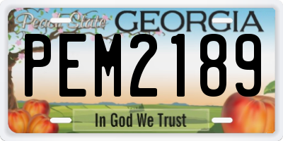 GA license plate PEM2189