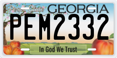 GA license plate PEM2332