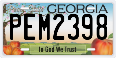 GA license plate PEM2398