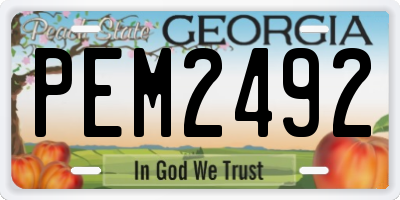 GA license plate PEM2492