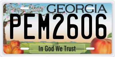 GA license plate PEM2606