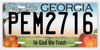 GA license plate PEM2716