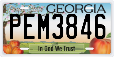 GA license plate PEM3846