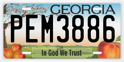 GA license plate PEM3886