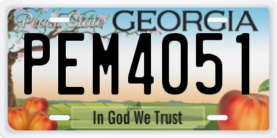 GA license plate PEM4051
