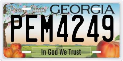 GA license plate PEM4249