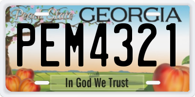 GA license plate PEM4321