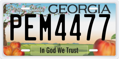 GA license plate PEM4477