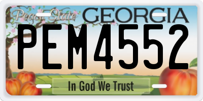 GA license plate PEM4552