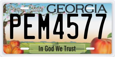 GA license plate PEM4577