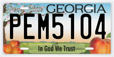GA license plate PEM5104