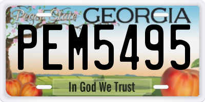 GA license plate PEM5495