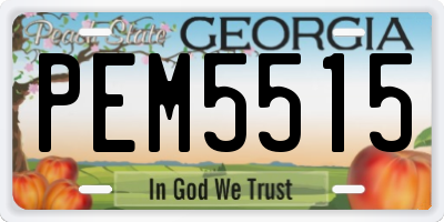 GA license plate PEM5515