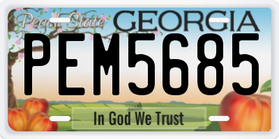 GA license plate PEM5685