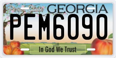 GA license plate PEM6090