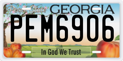 GA license plate PEM6906