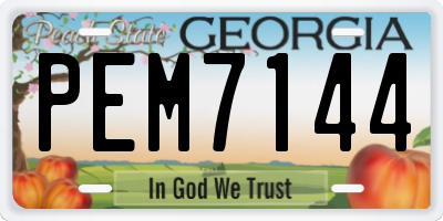 GA license plate PEM7144