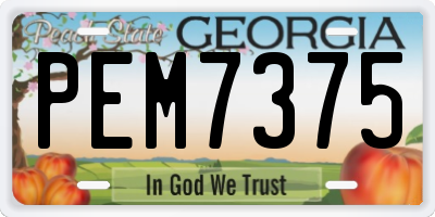 GA license plate PEM7375